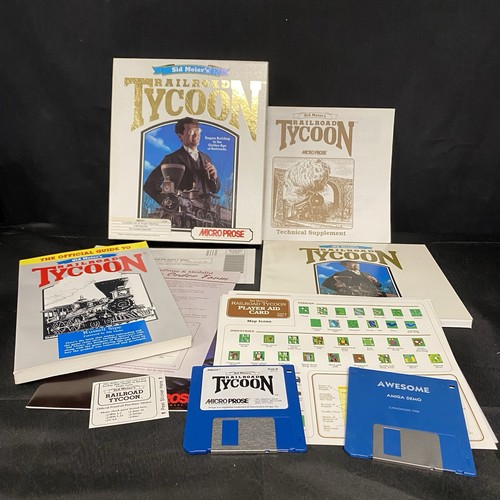 MicroProse Sid Meier's Railroad Tycoon cib Amiga 3.5" Floppy Disks with Manuals