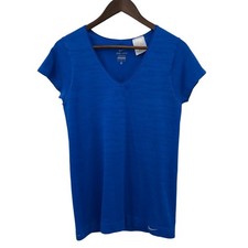 Nike T-shirt Women Medium Blue Nike Dri-FIT V-neck Short-sleeve Activewear
