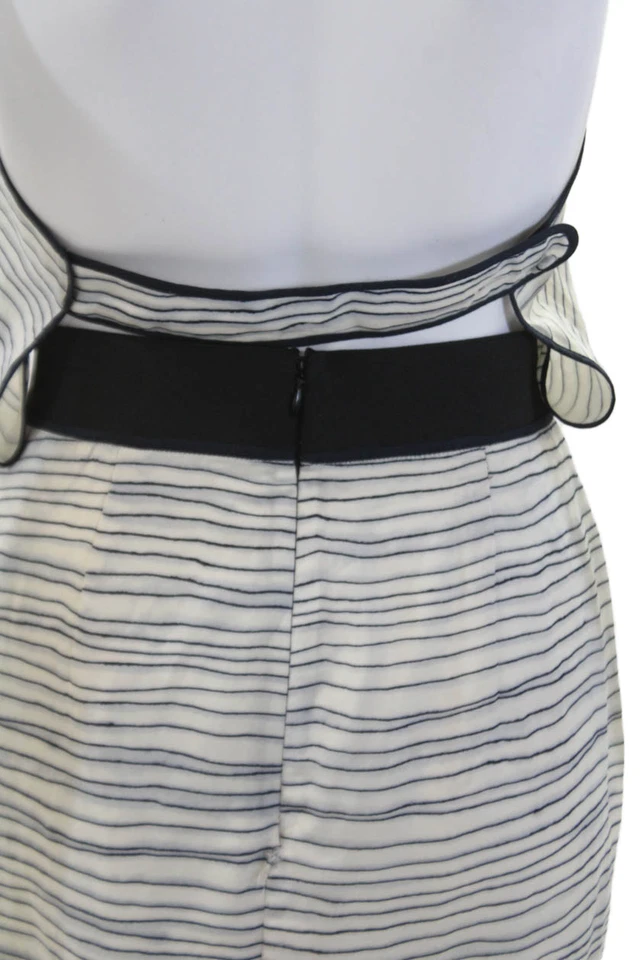 Vestido O'2nd para mujer a rayas sin mangas hasta la rodilla calce y acampanado blanco talla 4 Foto 4 de 4