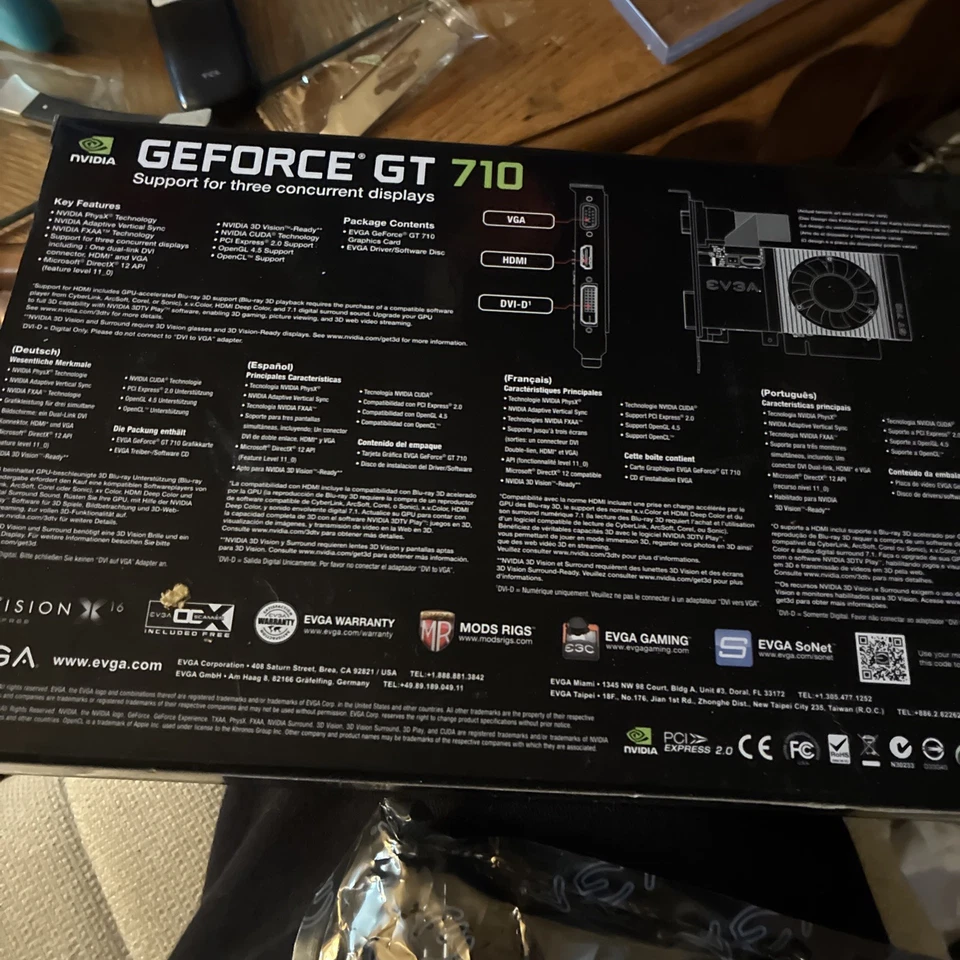 EVGA GT 710 1GB DDR3 64bit Single Slot, Low Profile 01G-P3-2711-KR - Image 2 of 3