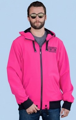 Virtika Men's Soft Shell Hoodie Zip Up Jacket Sz Medium Hot Pink Black Accent VG