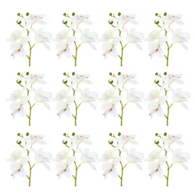 12Pcs Fake Flowers Orchid 7 Inch for Floating Candles Cream