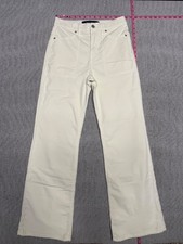Veronica Beard Crosbie Wide Leg High Rise Jeans in Cream 27