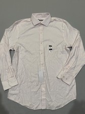Perry Ellis Premium Slim Fit Dress Shirt 15.5 32/33 White Purple Dot New Tags