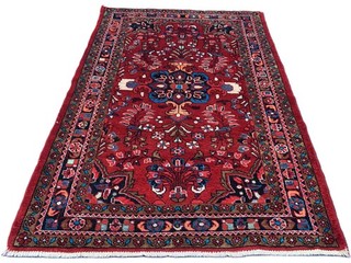 Authentic Hand Knotted Vintage Tribal Saroukh Wool Area Rug 5.2 x 3.9 Ft