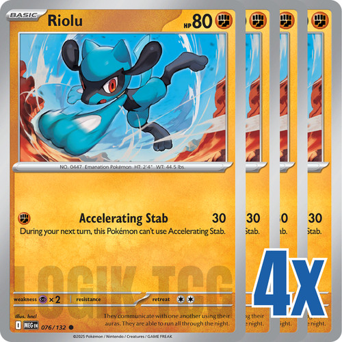 4x Riolu 076/132 x4 - Mega Evolutions - Pokemon TCG - Playset