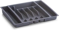 24887 Besteckkasten, Ausziehbar, Kunststoff, Grau, Ca. 29-48X38X6,5, Ausziehbare