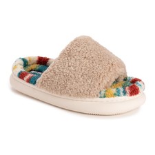 MUK LUKS Women's Marsai Slipper Slipper, White, S Small, Tan