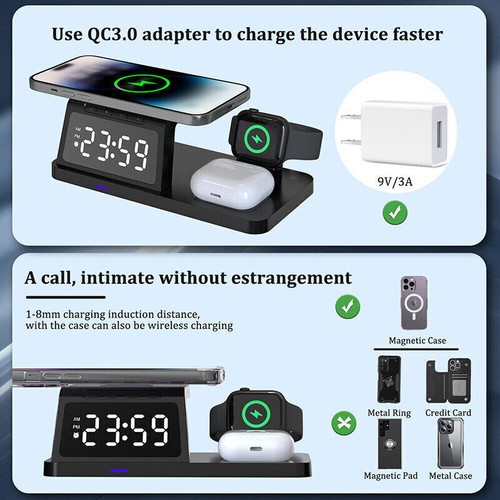 4in1 Fast Wireless Charger Station Dock For Apple Watch iPhone 15 14 13 Pro Max - Picture 18 of 28