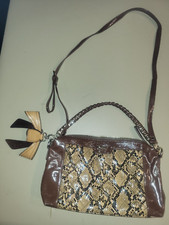 SHARIF Brown Snakeskin Purse 11 X 8 X 2.5