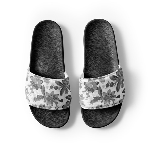 Gray 1700s Floral Women's slide sandals - Picture 7 of 13
