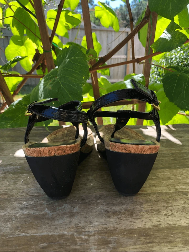 Sandalias Ralph Lauren para mujer Reeta con correa en T de cuero de corcho talla 6,5 Foto 4 de 4