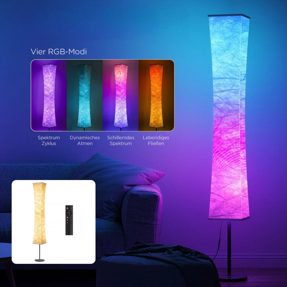 tomons RGB Stehlampe Wohnzimmer Smart dimmbare Stehleuchte Fernbedienung moderne - Bild 1 von 4