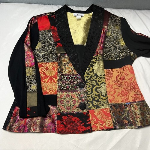 Tommy n' LouLou Patchwork Blazer Jacket Tapestry Print Artsy Bohemian XL - Picture 7 of 13