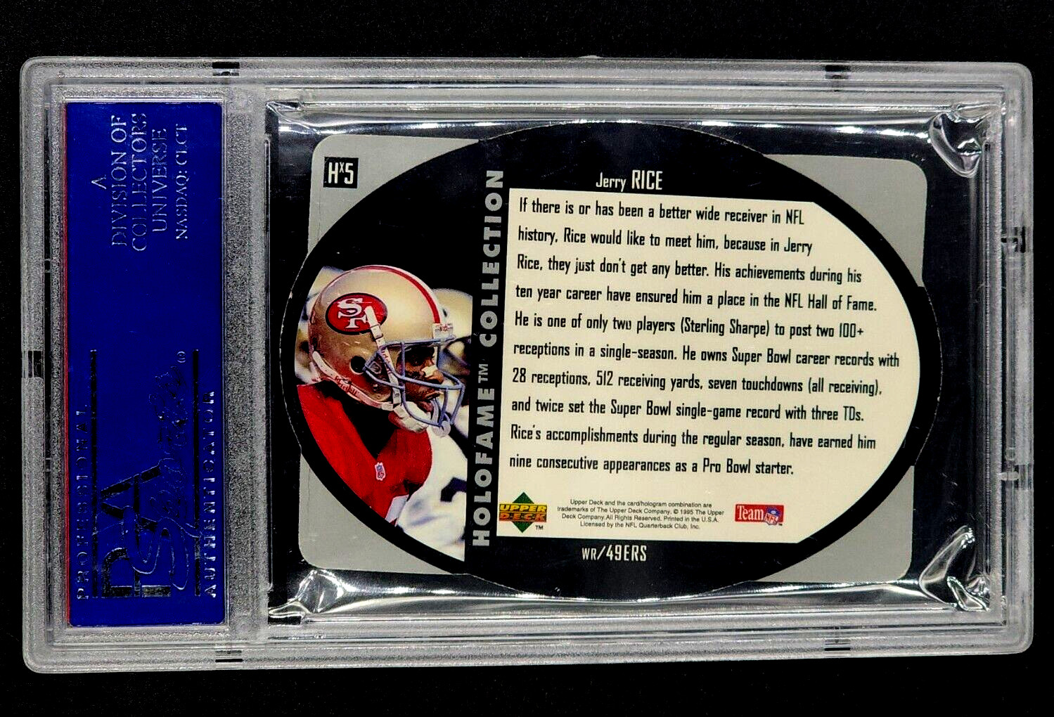 1996 SPX Holofame #Hx5 Jerry Rice HOF Insert PSA 8 NM-MT *Only 11 Graded Higher* view 2