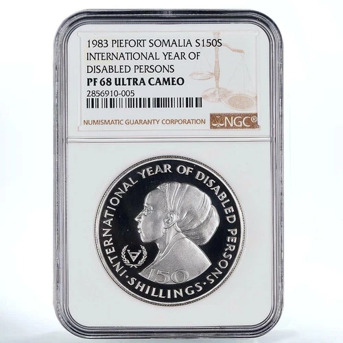 Somalia 150 shillings Year of Disabled Persons Piedfort PF 68 NGC silver 1983