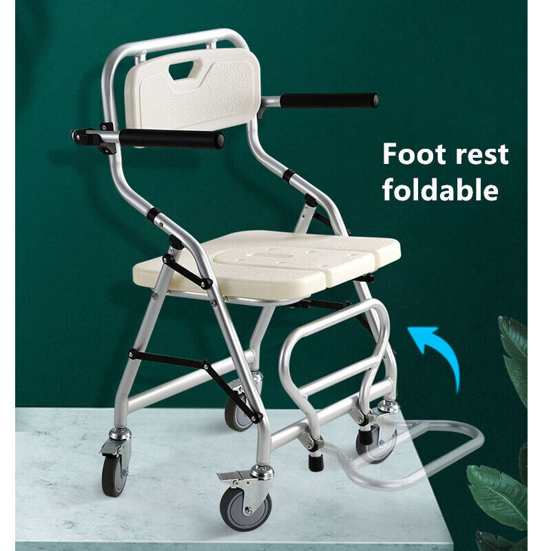 Toilettenstuhl mit Rollen Duschstuhl für Senioren Fahrbarer Toilettenrollstuhl.