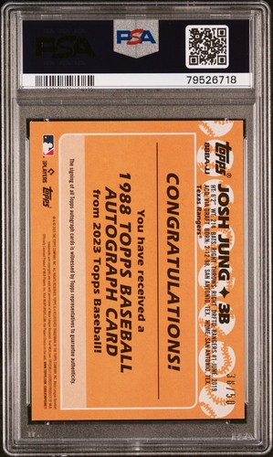 2023 Topps 1988 Topps Baseball Autographs Josh Jung #88BAJJ PSA 7 - Picture 2 of 2