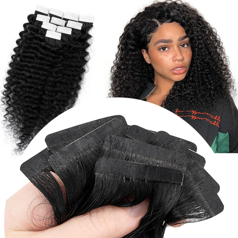 22 Inch Kinky Curly Remy Human Hair Tape-in Extensions 50G Thick Ends SEGO Curly Tape in Hair Extensions 100% Real Remy Human Hair  main image 2