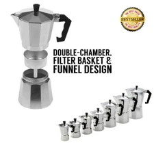 Aluminum Italian Espresso Coffee Stovetop Maker Pot Percolator(1/3/6/9/12 Cup)