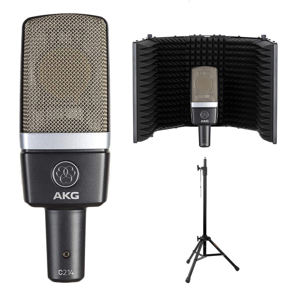 AKG C214 Pro Condenser Mic Bundle with Reflection Filter & Tripod Mic Stand