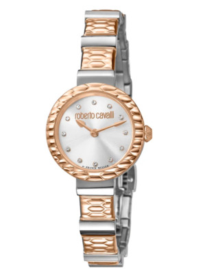 NEW ROBERTO CAVALLI Women's Diamond Scala Rose Gold Tone Swiss Quartz Watch 
