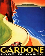 POSTER GARDONE LAKE GARDA CAR ROAD TRAVEL ITALY VINTAGE REPRO FREE S/H