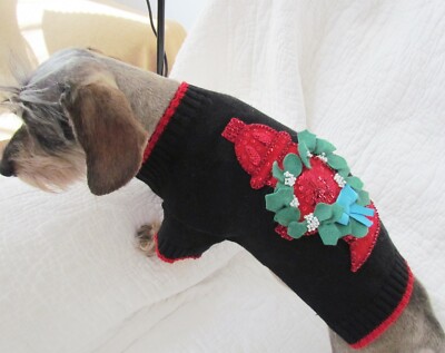 Designer Hunde-Pulli MICHAEL SIMON Hydrant Pailletten GR. M schwarz rot