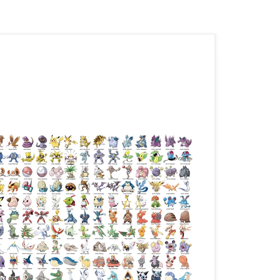 Pokemon Full Pokedex 1-721 Gen 1 To Gen 6 Poster Art Print A5 A4 A3 A2 ...