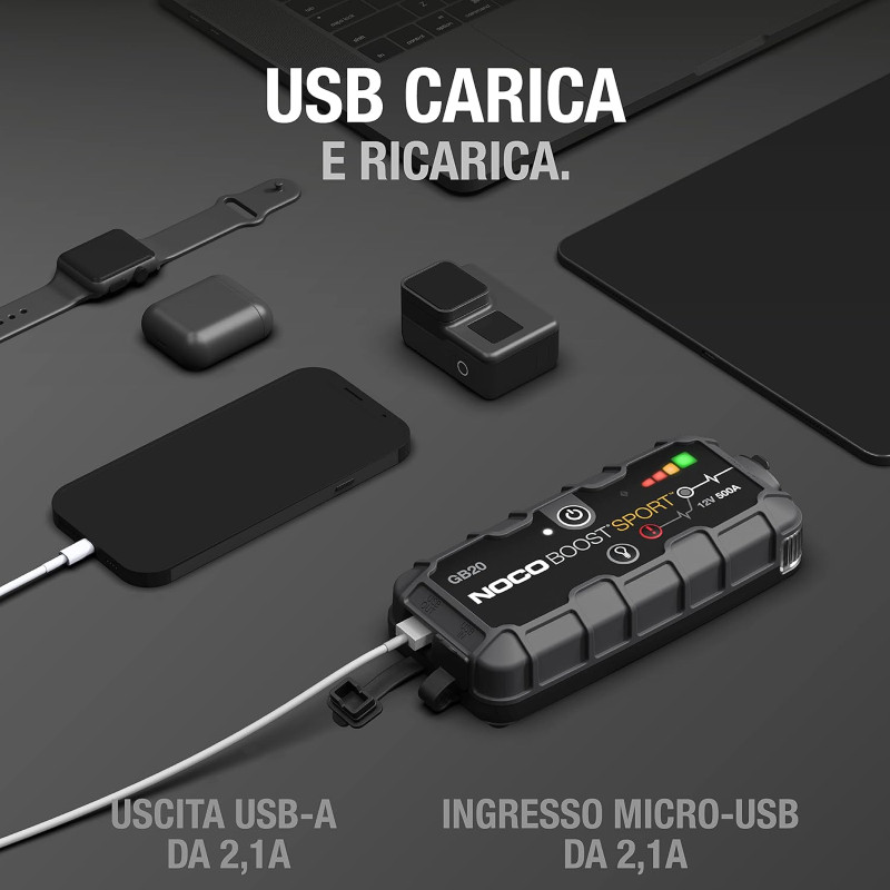 Starter Booster Avviatore Emergenza Auto Portatile Professionale 12V 500A Noco - Miniatura 2