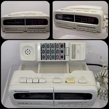 Soundesign AM/FM Clock Radio Corded Phone Vtg 7553IVY - CASSETTE NON-WORKING