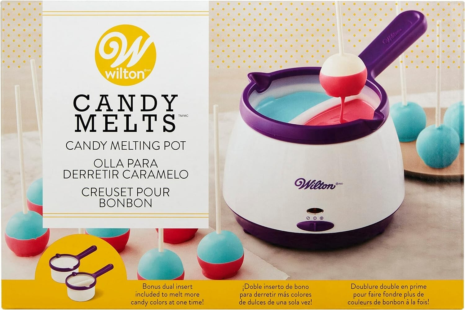 Wilton Candy Melts Candy Chocolate Melting Pot 2 Inserts, Whole and