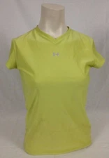 Under Armour Yellow V-Neck Workout Shirt Short Sleeve Women's Large