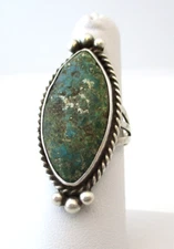 Vintage Ring Vidal Aragon Native American Turquoise Sterling Signed "VA"