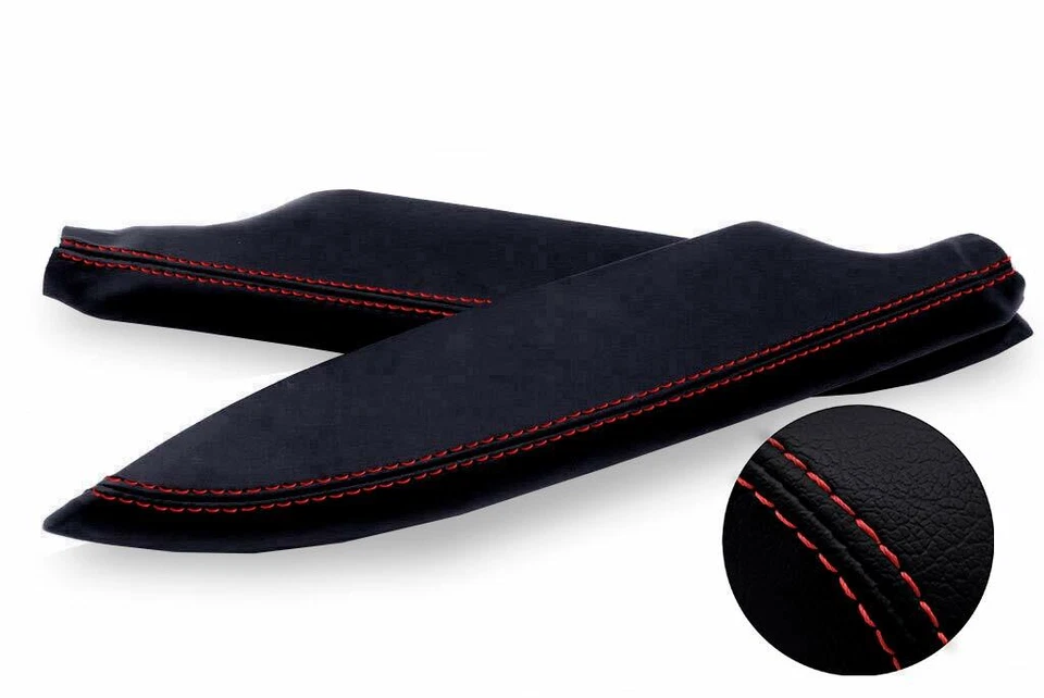 Compatível com 2006-2011 Honda Civic Coupe PVC couro apoio de braço porta painel tampa ponto vermelho - Imagem 2 de 4