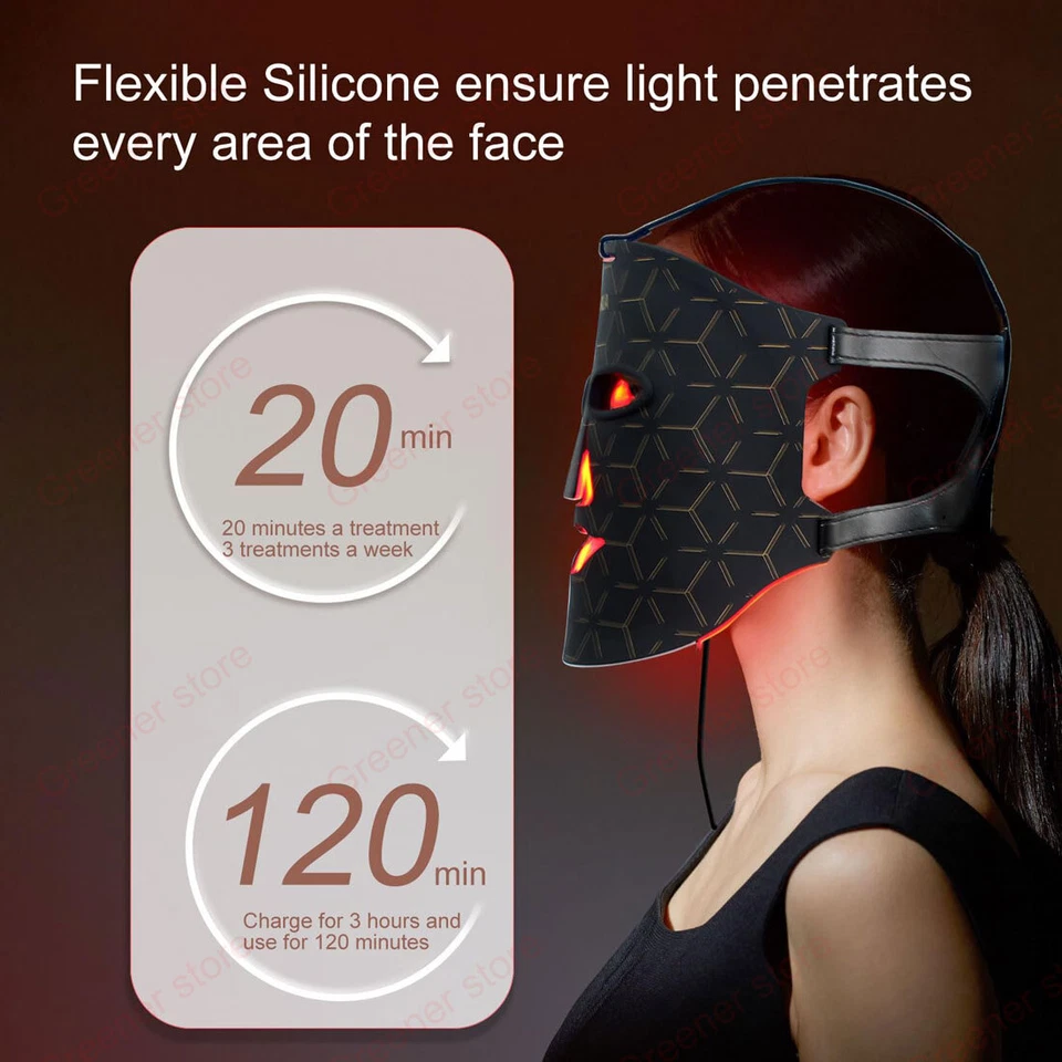 Red Light Therapy For Face 7 Colors Led Face Mask Facial Skin Care Home Travel - Image 4 of 4