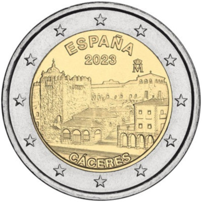 2023 Spain   2 Euro Uncirculated UNC Coin UNESCO World Heritage: Caceres