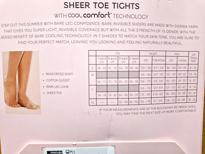M&S Denier Bare Invisible Sheer Toe Tights Rose Quartz Tan Large