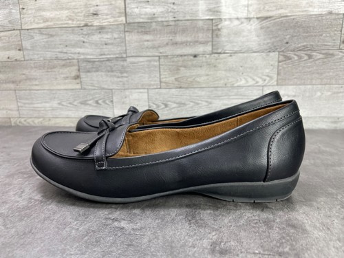 Natural Soul Gracee Women Shoe Black 8.5 M Leather Bow Slip On Ballet Flats - Picture 10 of 20