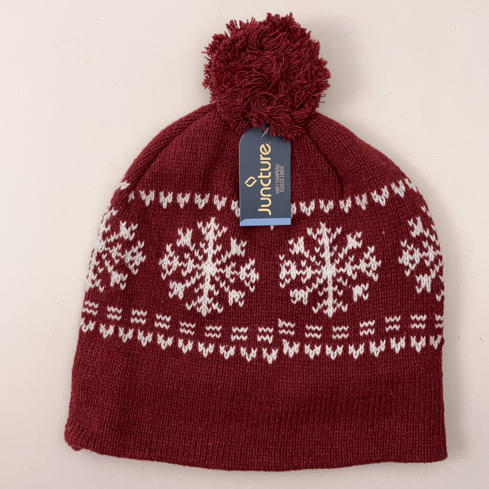 Basic red with white snowflake pattern winter pom… - image 1