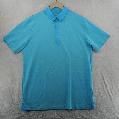 Puma Golf Men Size M Turquoise Stretch Short Sleeve Polo Shirt
