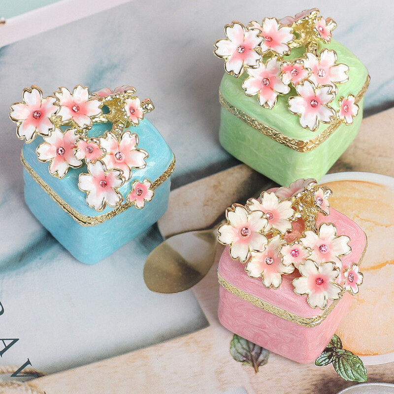 Enamel Jewelry Box 3D Flower Mini Storage Box Ornament Jewellery