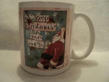 Leanin' Tree ~ 12 Oz. Ceramic Gift  Mug "KEEP CHRISTMAS IN YOUR HEART" 