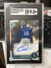 Charlie Welch 2022 1st Bowman Chrome RC SGC 9.5 On Card Auto 10 (QUC016804)