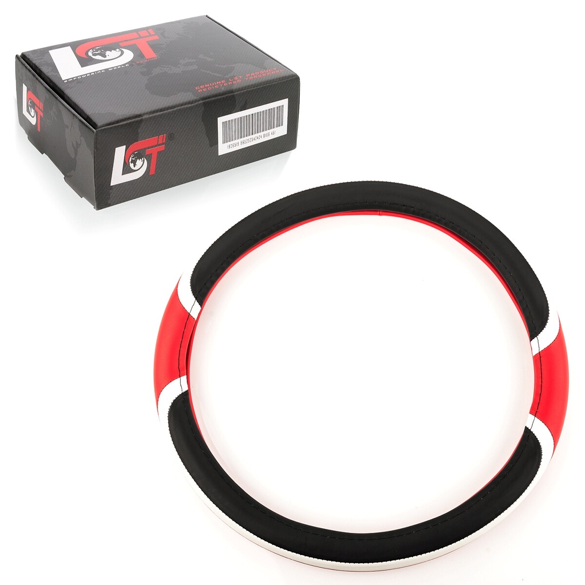 Steering Wheel Cover Ø 38x9 CM Black Red White for Daihatsu