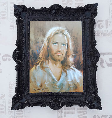 Tableau Jésus Christ De Carlo Parisi - Style Baroque, Cadre Inclus, Dimensions 56x46 Cm