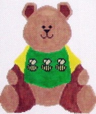Bee Bear Hand Painted Needlepoint Canvas