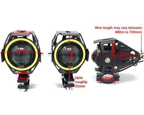 Projector 10W LED Spotlights + White Halo Ring for KTM Super Adventure Superduke - Picture 2 of 9