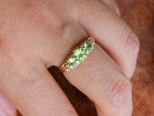 14K Gold Plated On 925 Silver Vintage Natural Peridot Engraved Engagement Ring