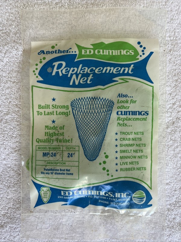 Ed Cummings Replacement Fishing Net Model MP- 24, 24” Green